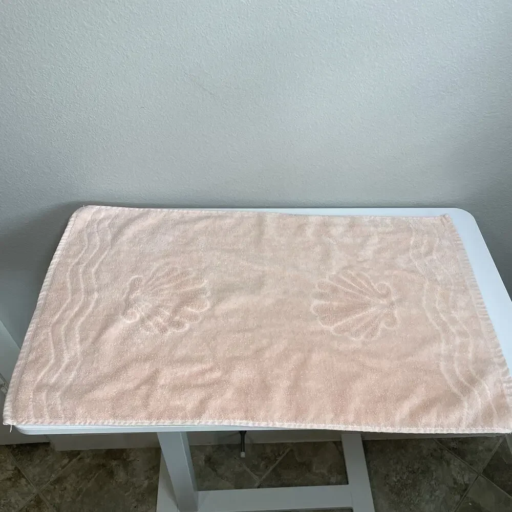 Vtg Cannon Monticello Cream Sculpted SeaShell 1 Bath 1 Hand Towel 2 Washcloths